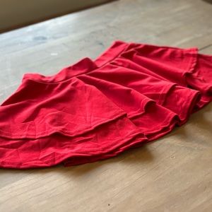 Zara Red Ruffled Mini Skater Skirt